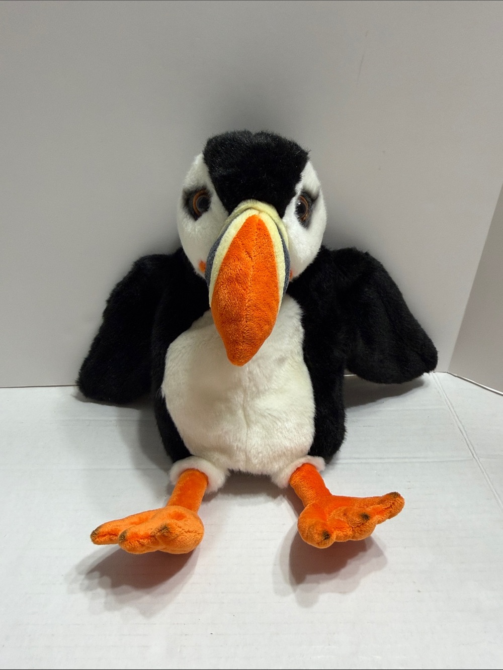 Plush Puffin Bird Puppet - Black, White & Orange - Soft Cuddly Pet Plush Puppet